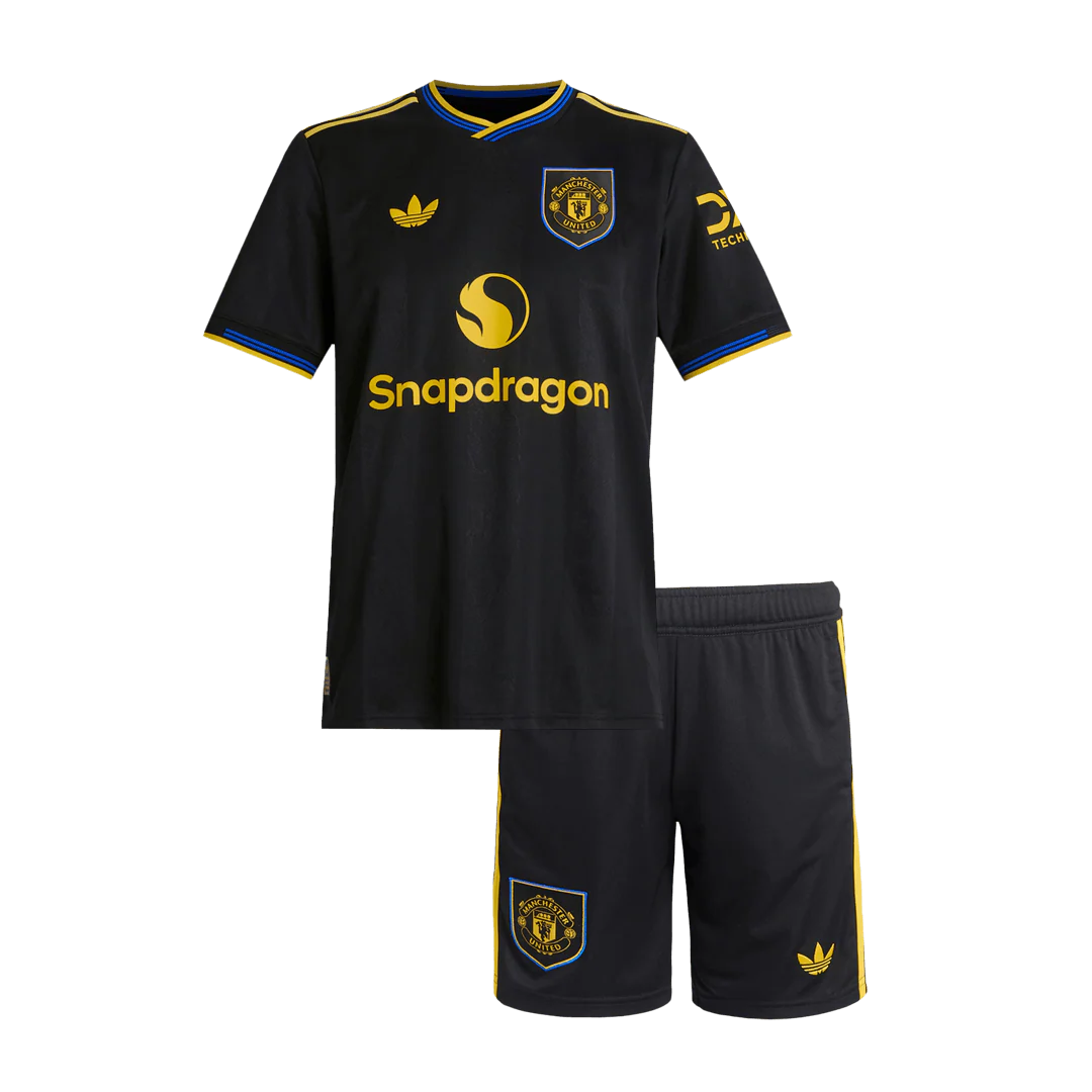 MANCHESTER UNITED 3ÉME MAILLOT + SHORT 2025/26 ENFANT